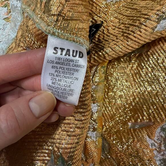 Staud Kennedy jacquard metalic floral midi dress Size 0 - Picture 10 of 12